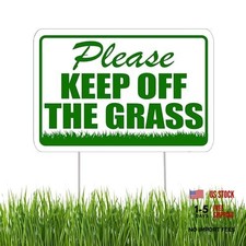 Please Keep Off The Grass Yard Sign With Stakes Double Sided Stay Off Large