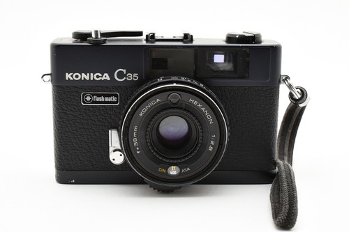 [Near MINT Konica C35 Flash Matic 35mm Rangefinder Film Camera Black JAPAN