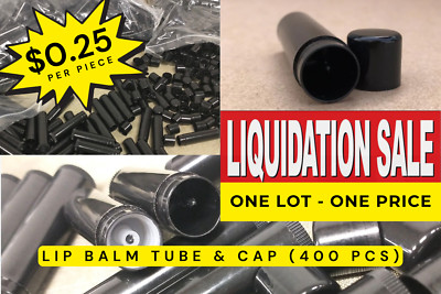 DIY empty black LIP BALM TUBES Caps chapstick - 400 PC LOT