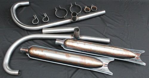 KMZ K750 complete exhaust system mufflers silencer KNEES clamps RAW - 第 1/10 張圖片
