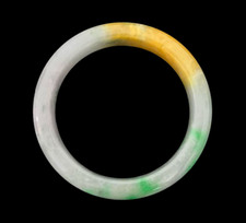 Certified Natural Grade A Ice Burmese Yellow Jade Jadeite Bracelet 57mm
