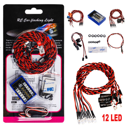 RC Car 12 LED Flashing Lights for 1/10 1/8 HSP TAMIYA CC01 4WD Axial SCX10 HYA - Picture 1 of 12