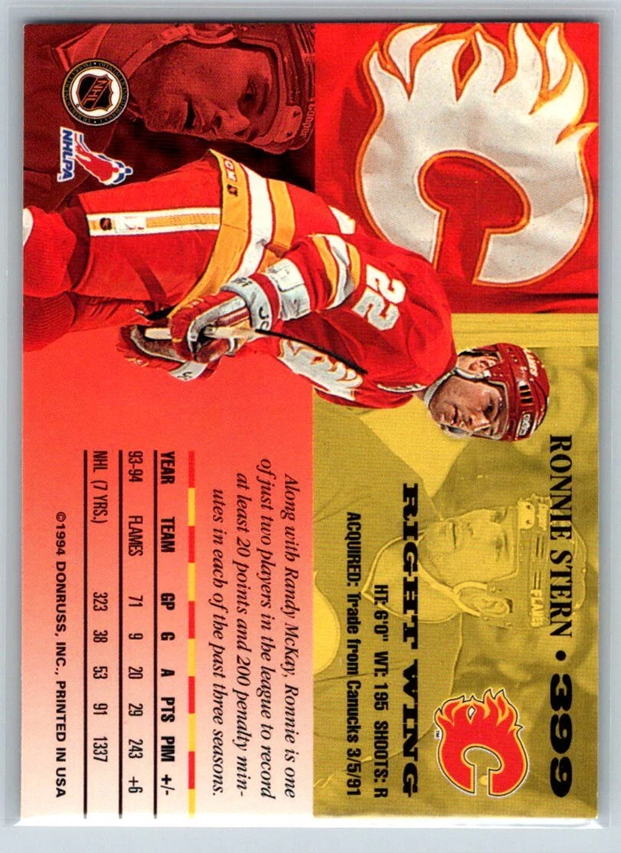 1994-95 Leaf #399 Ronnie Stern - Image 2 of 2