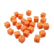 Lot (24) 7 mm Vintage Czech orange cube glass...