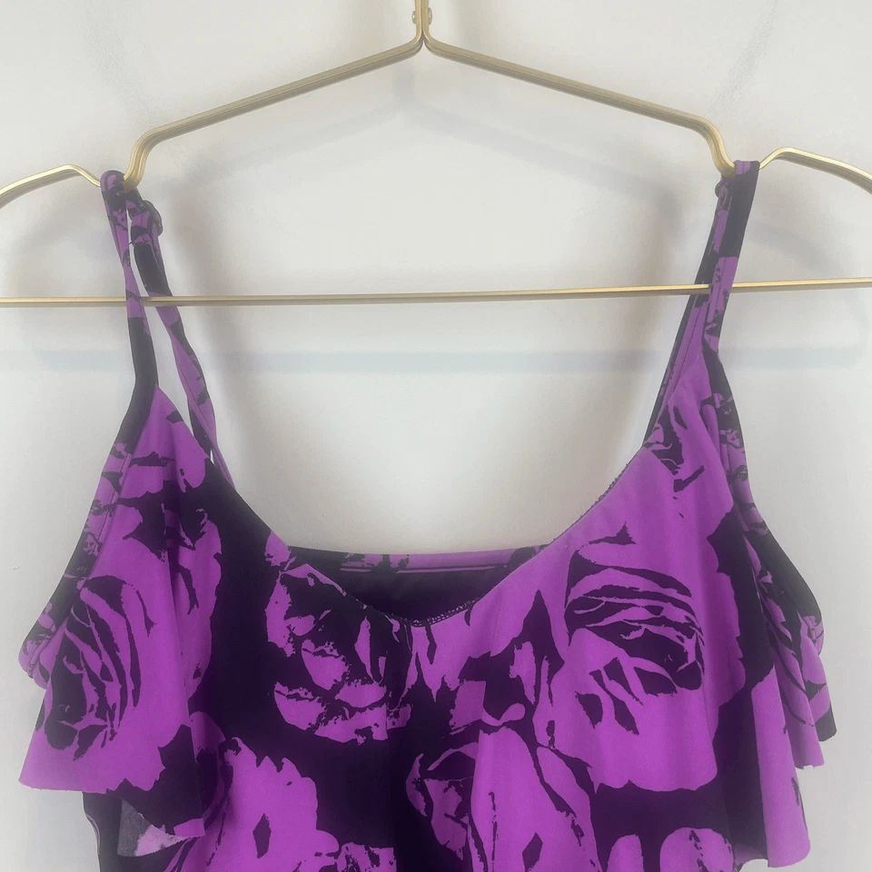 Camiseta de baño Tankini Magic Suit rosa negro floral talla US 12 Foto 3 de 4