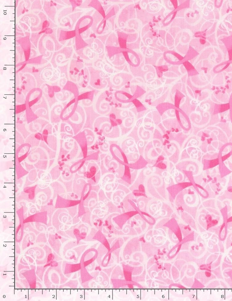 Fabric Breast Cancer Pink Ribbon on Pink TIMELESS TREASURE Cotton 1/4 Yard C6895 - Image 2 of 4