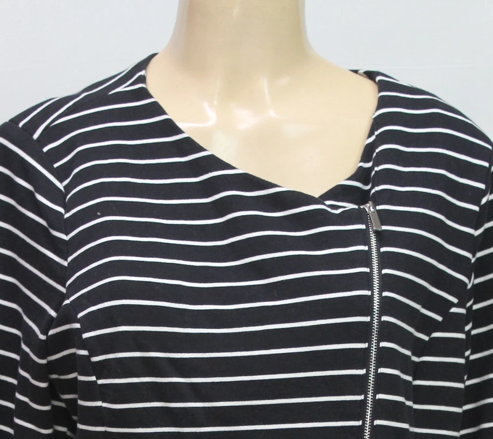 Mossimo Women's Jacket Stretch Long Sleeve Stripes White/Black Size XL - Image 2 of 4