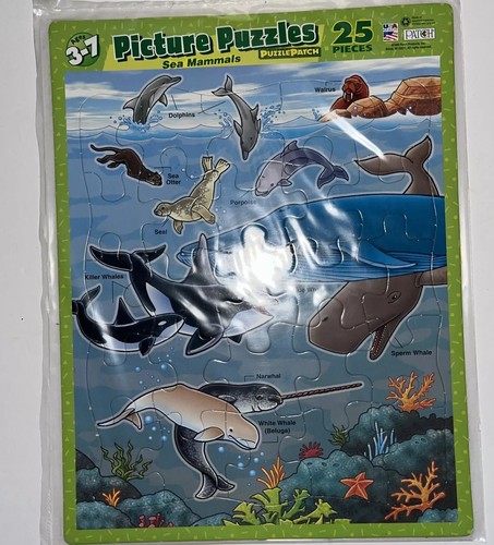 Vintage Educational 25pcs Puzzles Horses And Sea Mammals 1999 Patch New Sealed - Picture 2 of 5