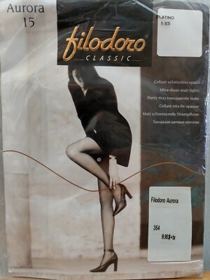 Vintage Pantyhose  Filodoro Classic Aurora 15 Color Platino Size 1XS BDR2