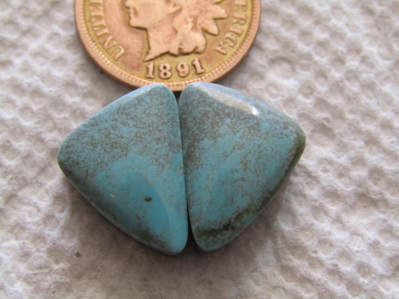 2 Number Eight Turquoise Cabochons 13 carats Matching Set #8 Cabs