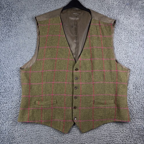 Samuel Windsor Weste Herren 50 grün Tweed Windowpane Check Hacking Shooting SW
