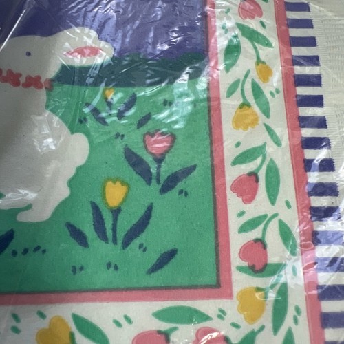 Gibson Vintage Easter Bunny Paper Beverage Napkins 20 Ct Tulips Purple NOS - Picture 5 of 11
