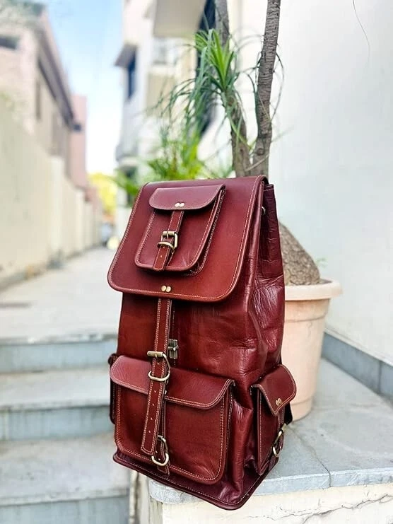 Classico Leather Goat Backpack Genuine Rucksack Family Gift Men's
