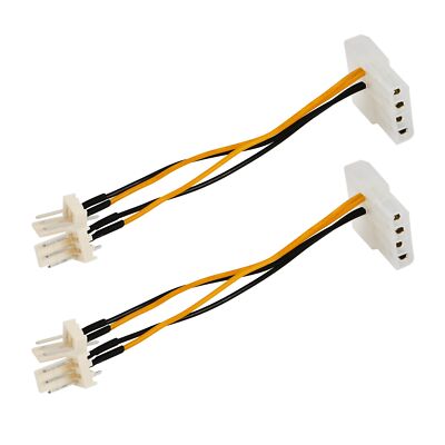 2-Pack 3-Pin Fan to 4-Pin Molex Power Adapter Cable for CPU Fan IDE to 3-Pin