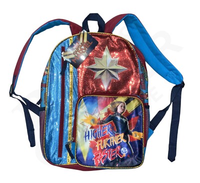 Captain Marvel Themed Backpack - Red and Blue Captain Marvel Backpack Set 5 Piece with Lunch Kit and Water  main image 4