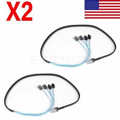 2Pcs Internal Mini SAS SFF-8087 to 4x SATA 7-Pin Forward Breakout Cable 3.28Feet