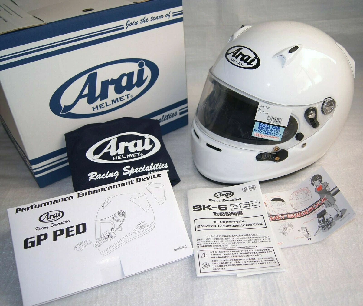 Arai KART racing full face helmet SK-6 W PED duct white asian fit Snell  K2020 | eBay