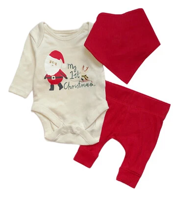 Neugeborenes Baby Weihnachten Outfits Set 3-tlg. Halstuch/Bandana Body Hos - Bild 1 von 3