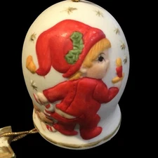Vintage Jasco 1980 Christmas Tree Porcelain Bell Ornament Holiday Decor