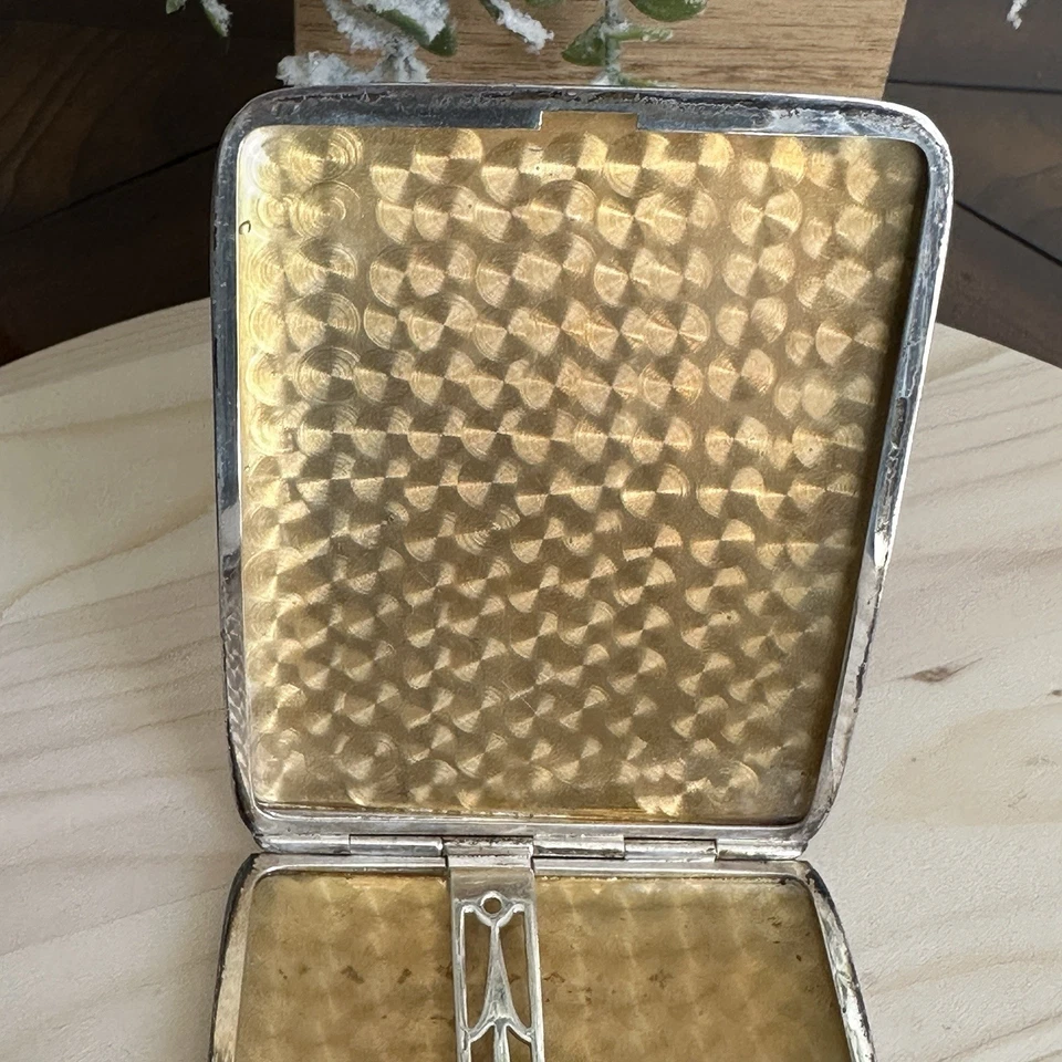 Estojo de cigarro vintage R Blackinton Co Guilloche prata esterlina Art Deco 104,6 g - Imagem 3 de 4