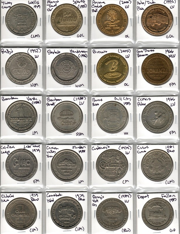 100 $1 Casino Tokens from Different Casinos Across Nevada - MM12