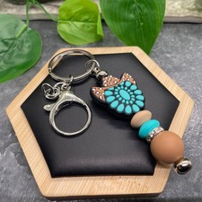 4.5 Stainless Steel Silicone Bead Keychain Purse Backpack Western New B999