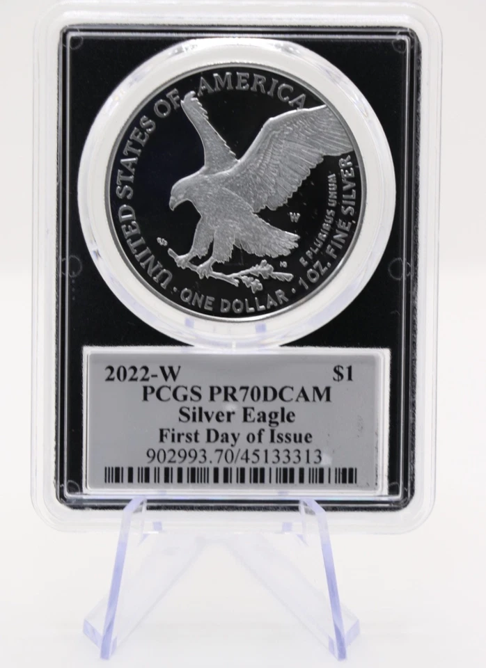 PCGS American Silver Eagle West Point Como Nuevo FIRMADO EMILY DAMSTRA PR70DCAM 2022 W Foto 2 de 4
