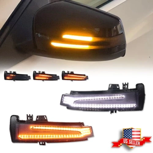 Switchback White Amber Signal Side Mirror LED Light For Benz C E S CLA CLS Class