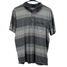 Ted Baker Mens Gray Cotton Striped Short Sleeve Polo Shirt Sz 6 XL 