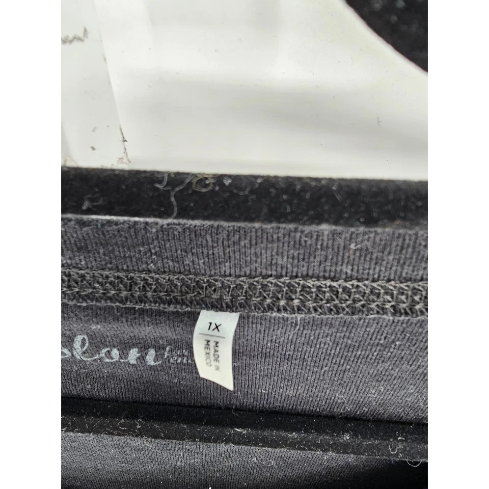 Camiseta Caslon Mujer Talla 1X Manga Corta Algodón Negro Sólido Foto 3 de 4