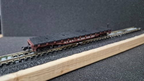 N Scale Atlas Flat Car ATSF #92308 Rapido Couplers Metal Wheels  (No Box) | Zustand: Used