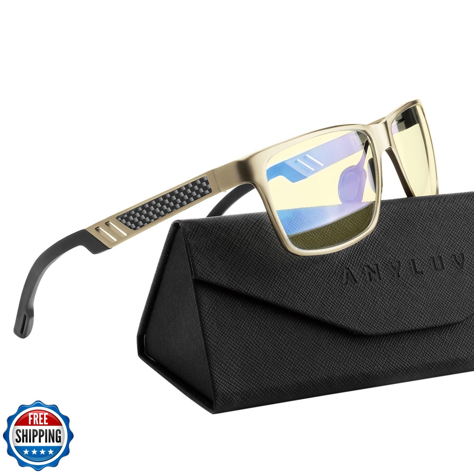 ANYLUV Blue Light Glasses Men/Women, Al-Mg Metal Computer Blue Light Blocking-image