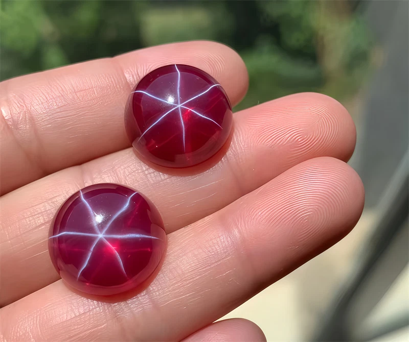 Top quality Round Cabochon Red Star Ruby Lab Created AAAA+ Loose Gemstone 1pcs - Image 4 of 4