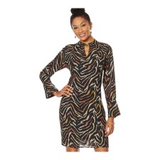Vanessa Williams Womens Tiger Print Safari Chic Chiffon Sheath Dress Medium