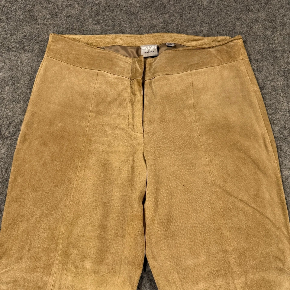 Pantalones de cuero Wilsons para mujer 10 gamuza tostada corte bota dobladillo dividido forrados elegantes Foto 2 de 4