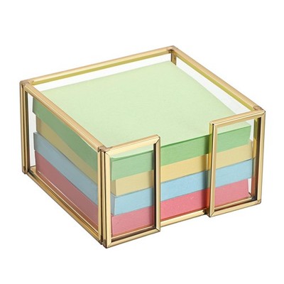 BTSKY Golden Glass Sticky Note Holder for 3x3 Inch Sticky Notes, Elegant Post...