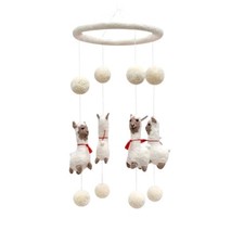Tara Treasures Felted Nursery Cot Crib Mobile Dancing Llamas