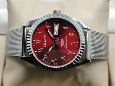 Citizen Automatic Diver Style Herrenuhr Red Dial, Day Date, 21 Jewels