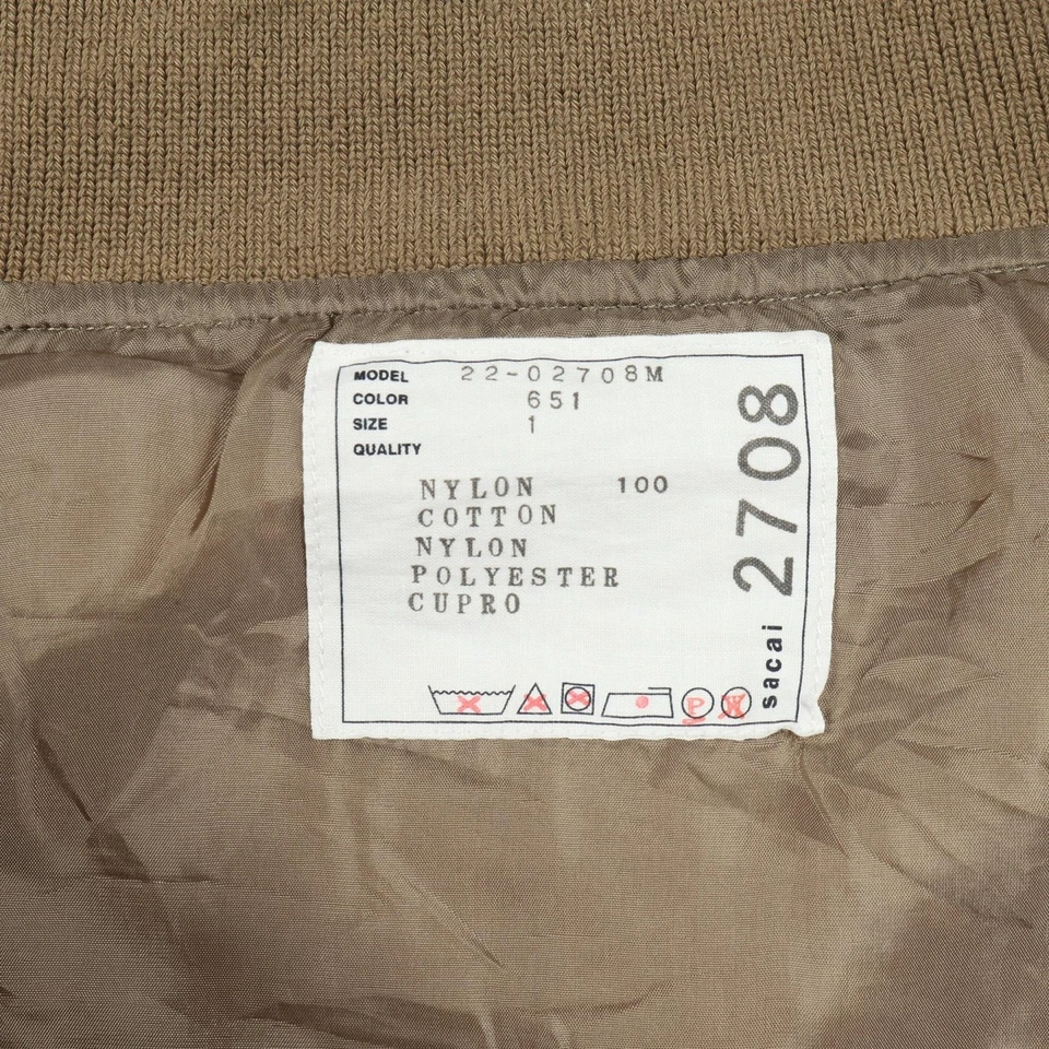 Sacai Nylon Sarga Mezcla Blusa Chaqueta Militar Abrigo Nylon Beige Caqui... - Imagen 3 de 4