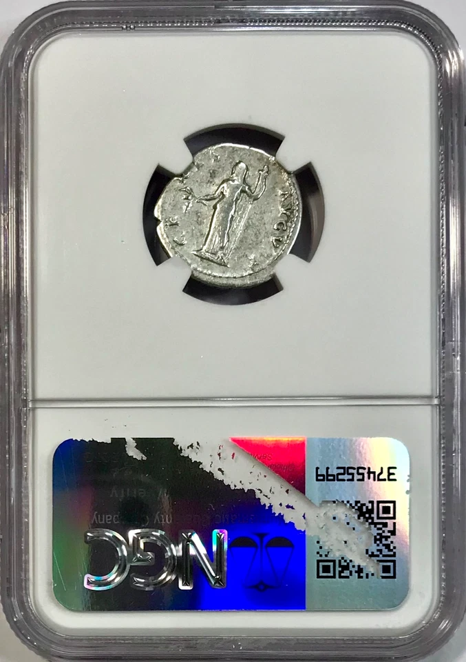 79-81 AD Titus As Caesar Ancient Roman Silver Denarius Roma 77-78 AD NGC F Fine - Imagem 4 de 4