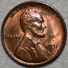 Uncirculated 1931-S Lincoln Cent, Highly Lustrous, Red-Brown, Key-Date!