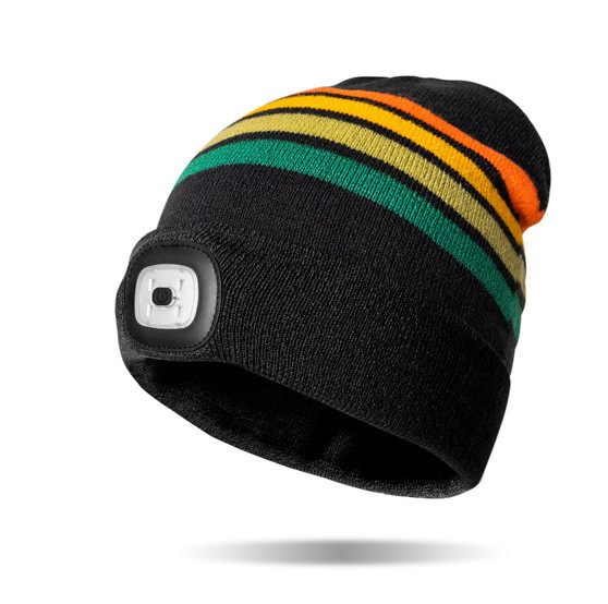 DM Merchandising Night Scope Rechargeable LED Beanie Black Striped