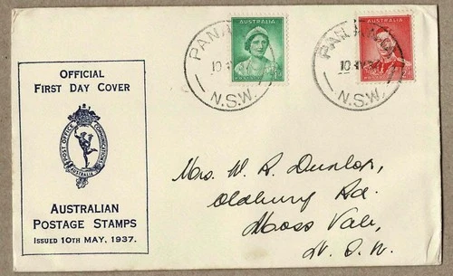 Australia 1937 APO Coronation FDC Cover NSW Postmark Panania