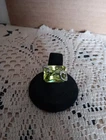 Sterling Silver Vintage Style Featuring A Large faceted Light Green Stone Ring