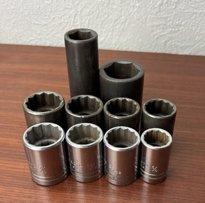 Vintage Mixed Lot of 10 Proto 1/2'' Drive Sockets