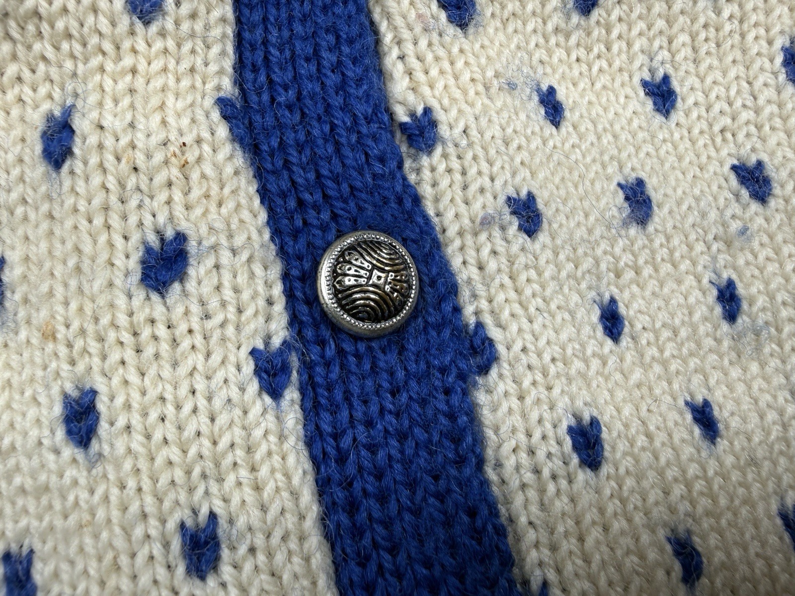 Vintage Cardigan Sweater Small Paul Mage 100percent Wool Fair Isle Denmark 60s Preppy image 5