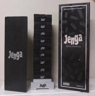 Jenga Onyx Edition Hasbro Parker Brother Board Game Black Complete Gently Used