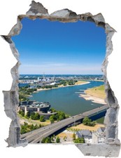 Wandtattoo Düsseldorf Skyline am Rhein - verschiedene Rahmentypen DW000267