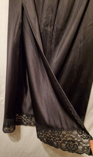 Sears Womens Lrg Black Lightweight Half Slip Side Slit Lace Lingerie Waist 30/32 - Picture 19 of 24
