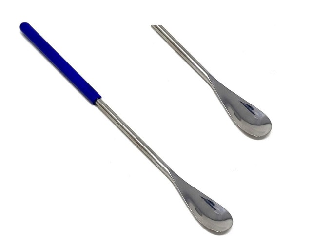 Vinyl Handle 6" Stainless Steel Micro Lab Flat Spoon Spatula Sampler